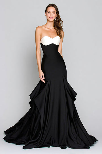 Mermaid Black Strapless Maxi Formal Dress